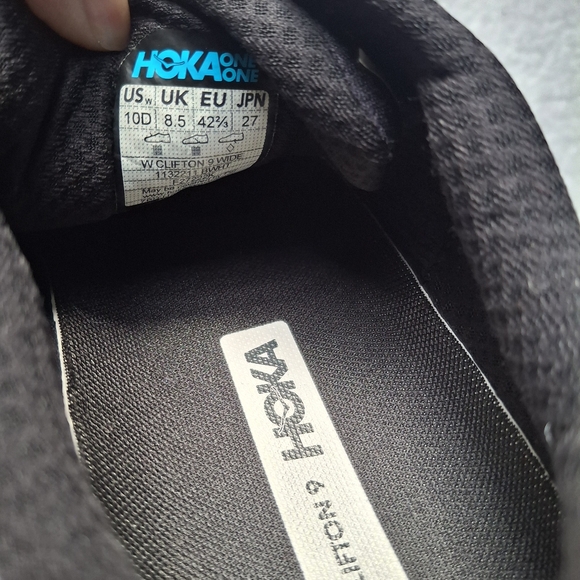 Hoka Clifton 9 Black and White - Women's Size 10 - Picture 4 of 16